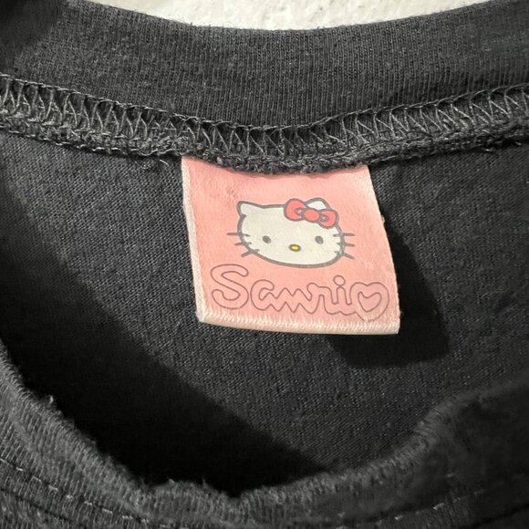 Y2K 2005 Sanrio Hello Kitty X KISS Black Baby Tee "Cute as Hello Kitty" Size S - Picture 3 of 8